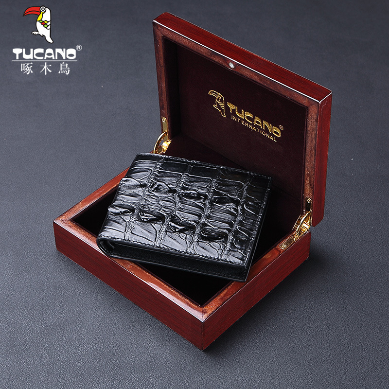 正品一件代发啄木鸟鳄鱼皮礼盒套装钱包男商务多卡位票夹横款短款