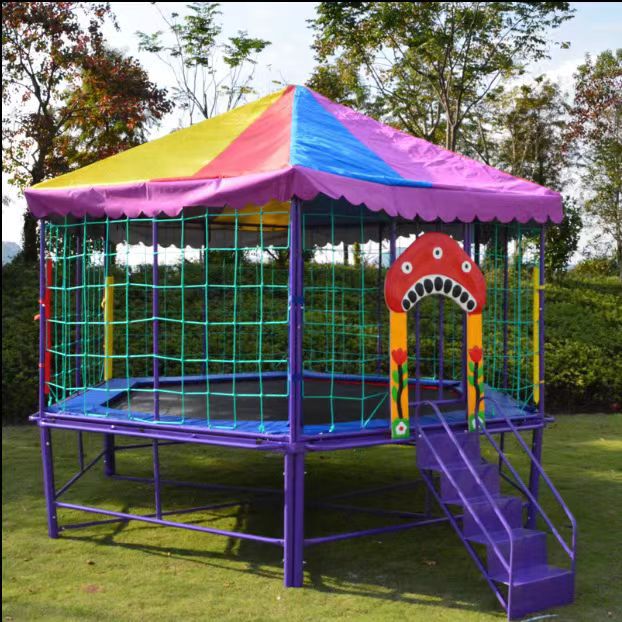 儿童圆形蹦蹦床幼儿园蹦床游乐园广场带护网蹦床室外儿童游乐设备