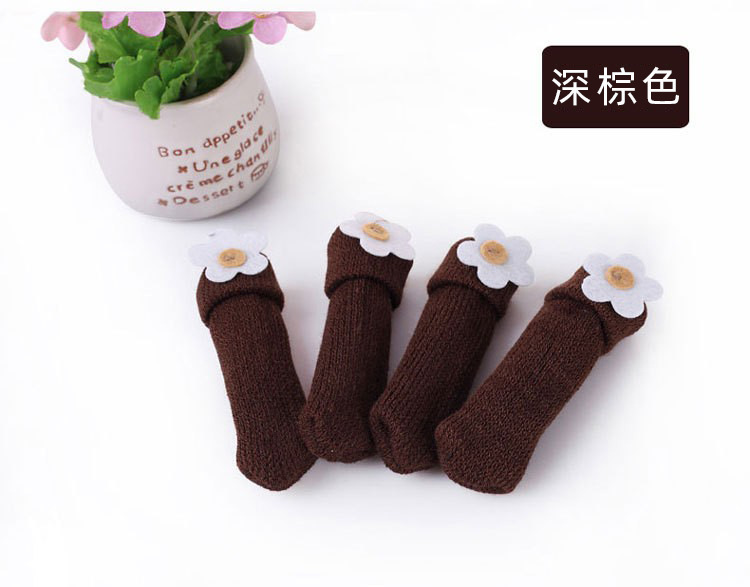 Korean Style Knitted Wool Mats for Table and Chair Legs Table Mats Chair Cover 4 Pieces