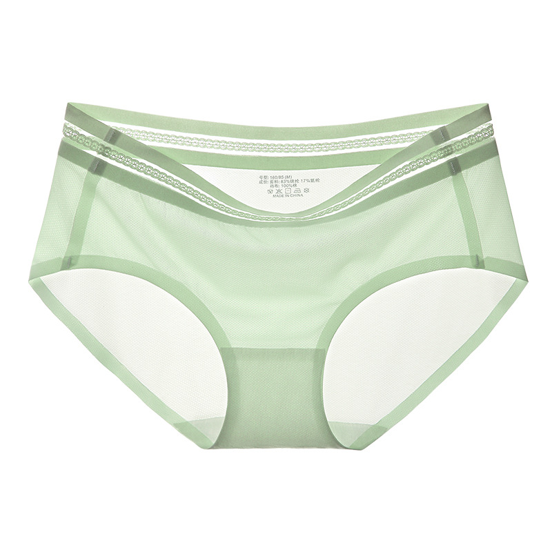 Women's Mesh Underwear Breathable Traceless Summer Ice Silk One-Piece Seamless Ultra-Thin Low Waist Women's Briefs