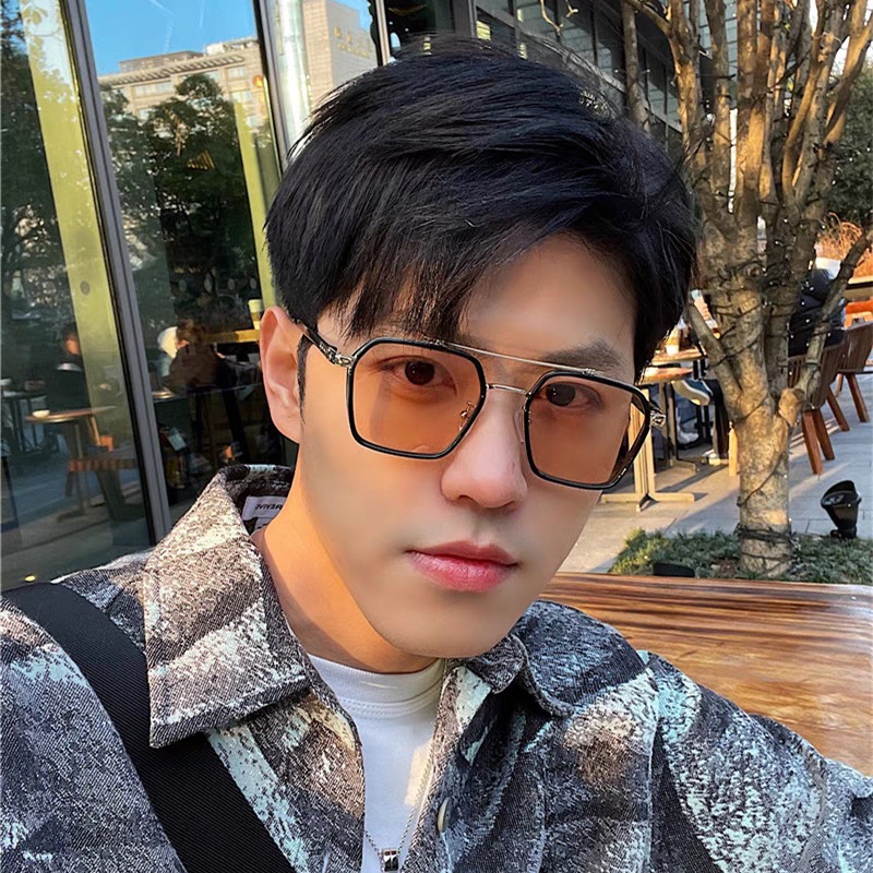 西装暴徒眼镜男潮复古近视眼睛框镜架度数可配痞帅双梁方框平光镜