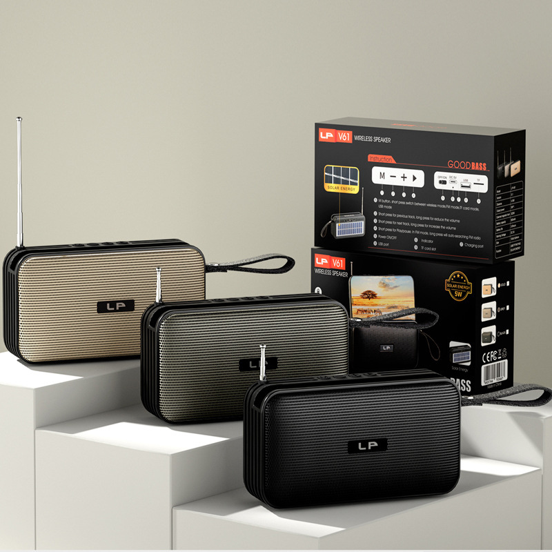 LP-V61 New Solar Bluetooth Speaker Household Radio Outdoor Portable Wireless Car Subwoofer