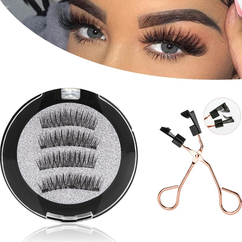 factory direct supply magnetic suction false eyelashes 4 magnetic european and american magnet eyelash one-pair package magnetic false eyelashes suit