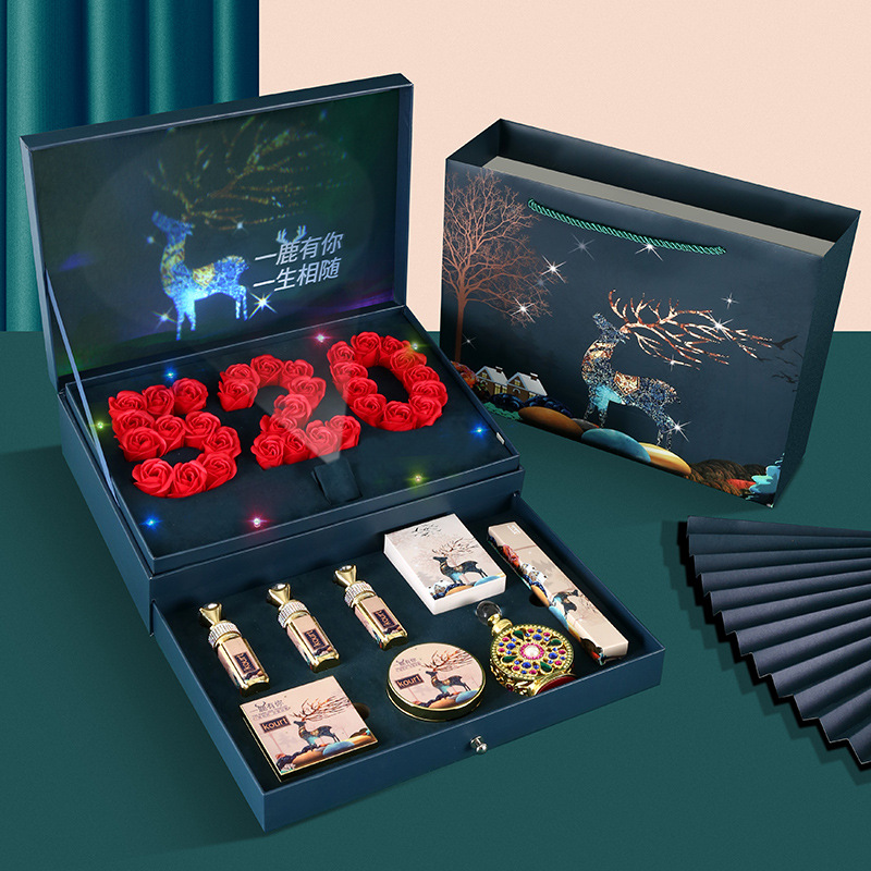 情人节礼物彩妆套装眼影香水口红情侣化妆品套盒一路有你创意礼品