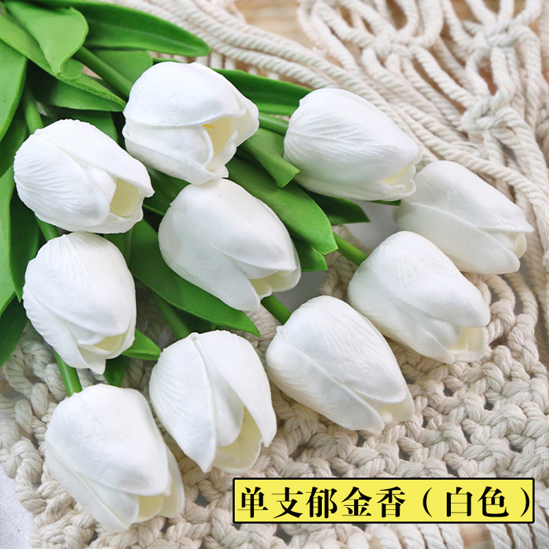 Pu Tulip Artificial Hand Feeling Tulip Flower Domestic Ornaments Wedding Photography Props Fake Flower Wholesale