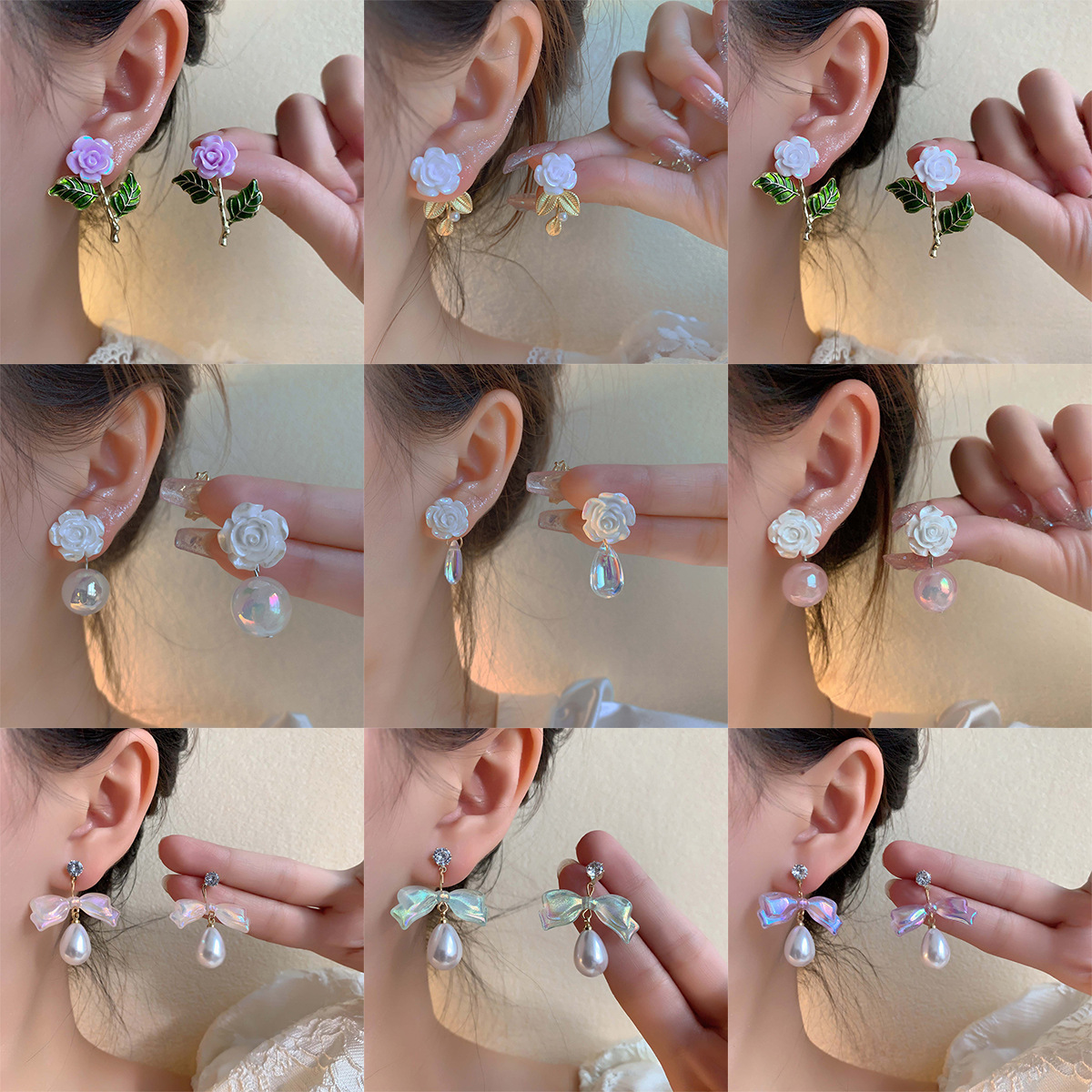 Super Fairy Flowers Earrings ~ Summer Mori Style Fresh New Earrings for Women Niche Design High-End Single