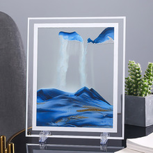 创意玻璃沙漏摆件液体解压3D流沙画桌面床头柜装饰品
