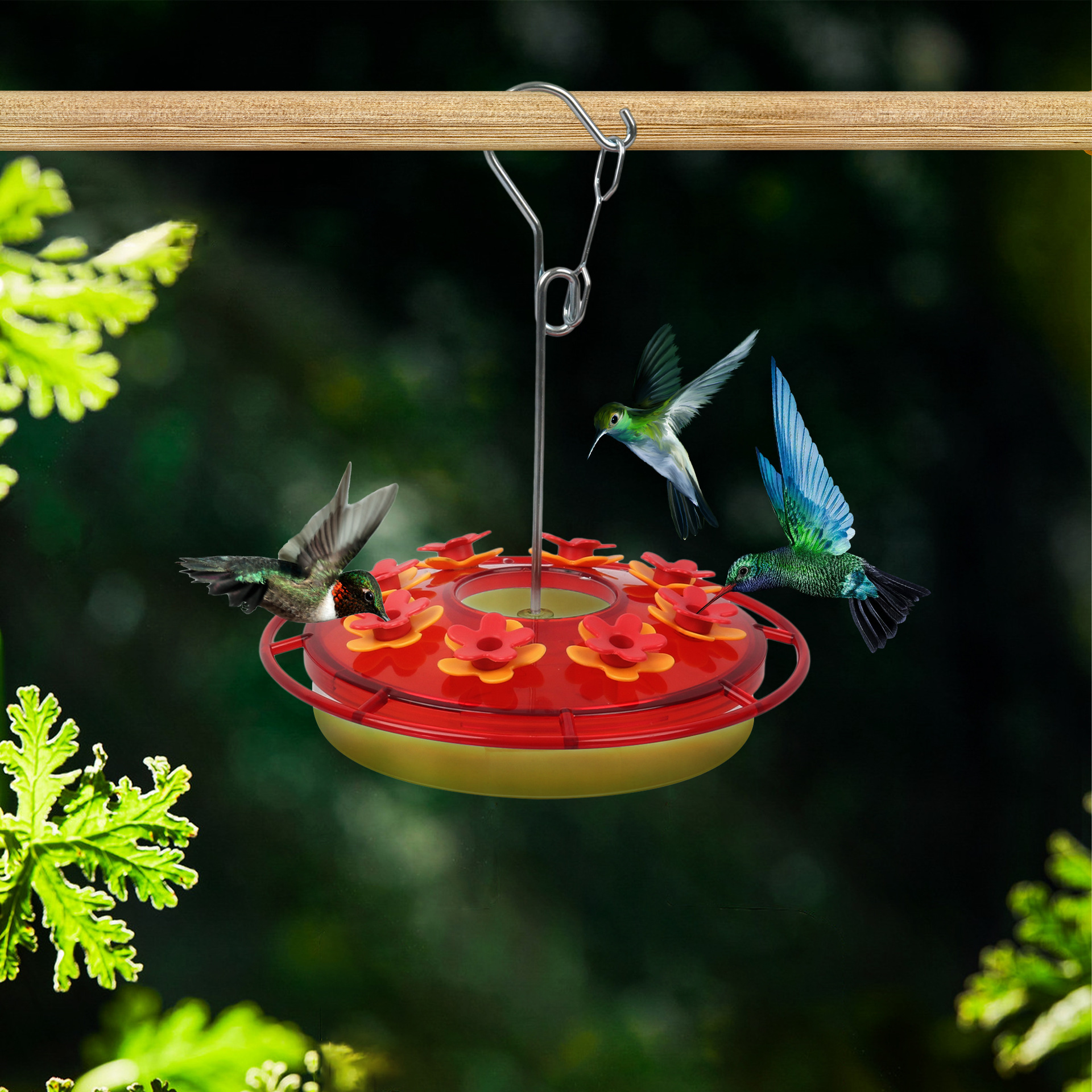 Cross-Border Hummingbird Feeder Hanging Red Hummingbird Feeder with Hook Bird Feeder