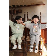 韩版男童春装针织运动套装2024新款男女童运动套装宝宝儿童两件套