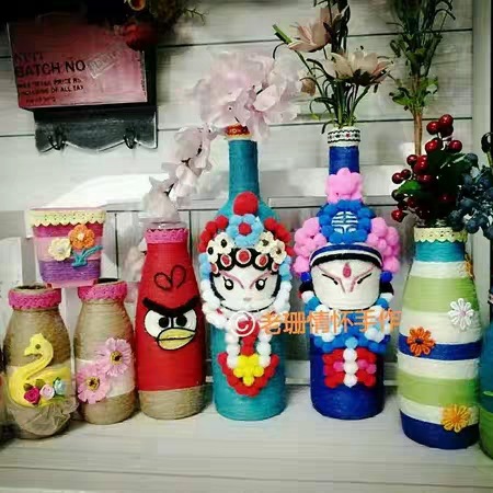 麻绳花瓶diy 创意作品 小制作 幼儿园装饰 变废为宝手工作业