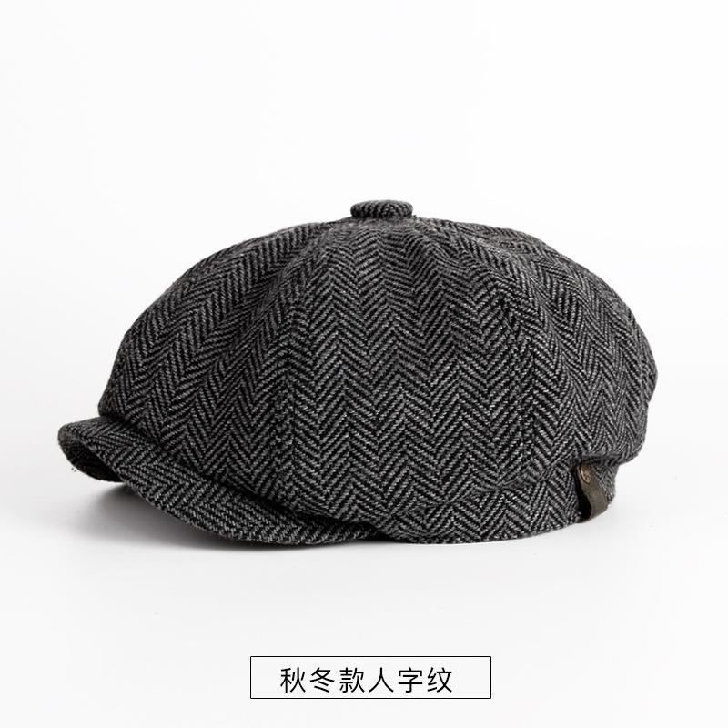 Hat Men's Beret Autumn and Winter New Cross-Border Octagonal Cap Woolen European and American Peaked Cap Painter Cap Advance Hats