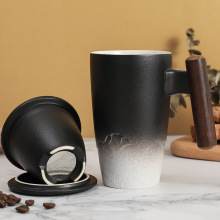 高款山川杯 过滤泡茶杯 山海杯陶瓷带盖马克杯大容量茶杯家用
