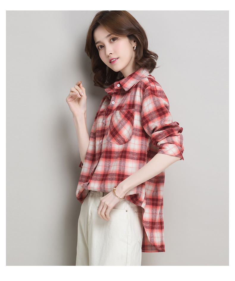 加绒加厚格子女士衬衫长袖秋冬2020年一体绒保暖衬衣外套702-9077