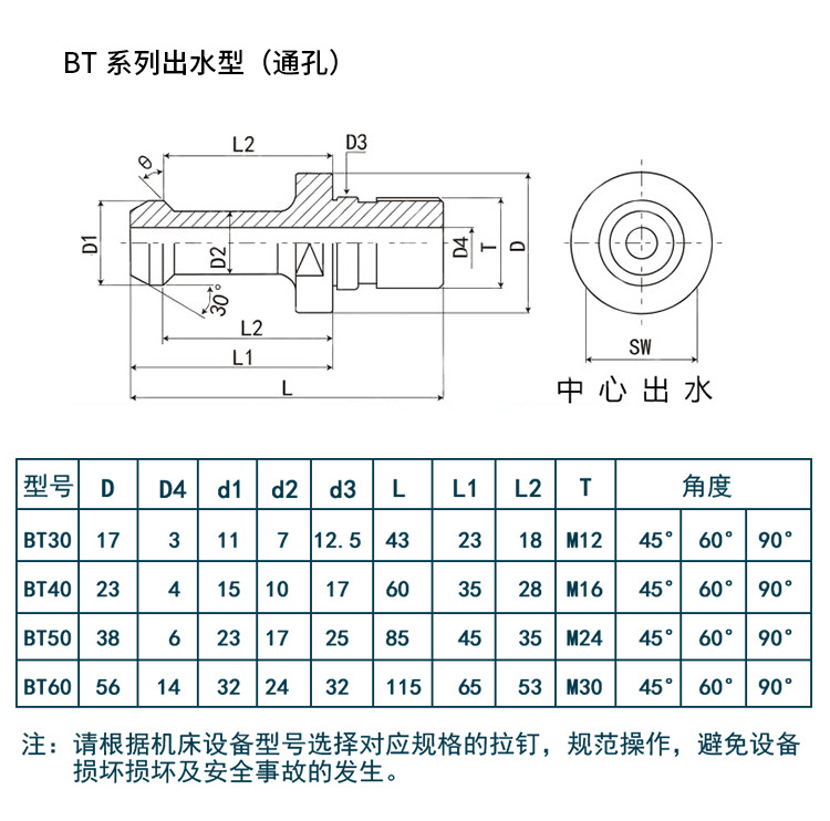 广杰数控刀柄拉钉bt30bt40bt50高精度45度60度cnc加工中心拉丁