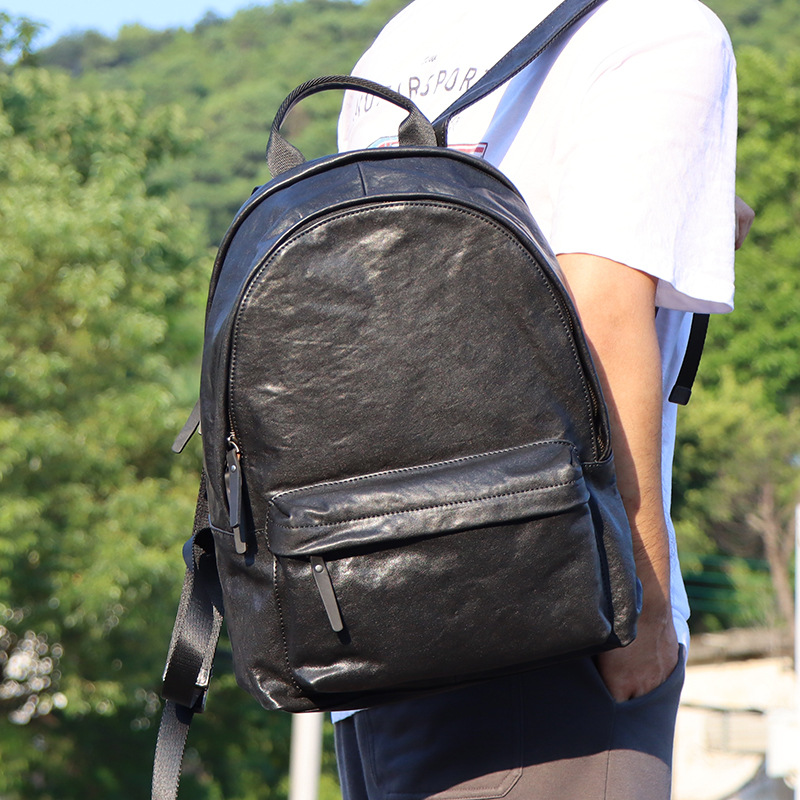 Netizen Leather Backpack Men's Texture Improved Large Capacity Business Backpack Men's Travel Bag Men's Computer