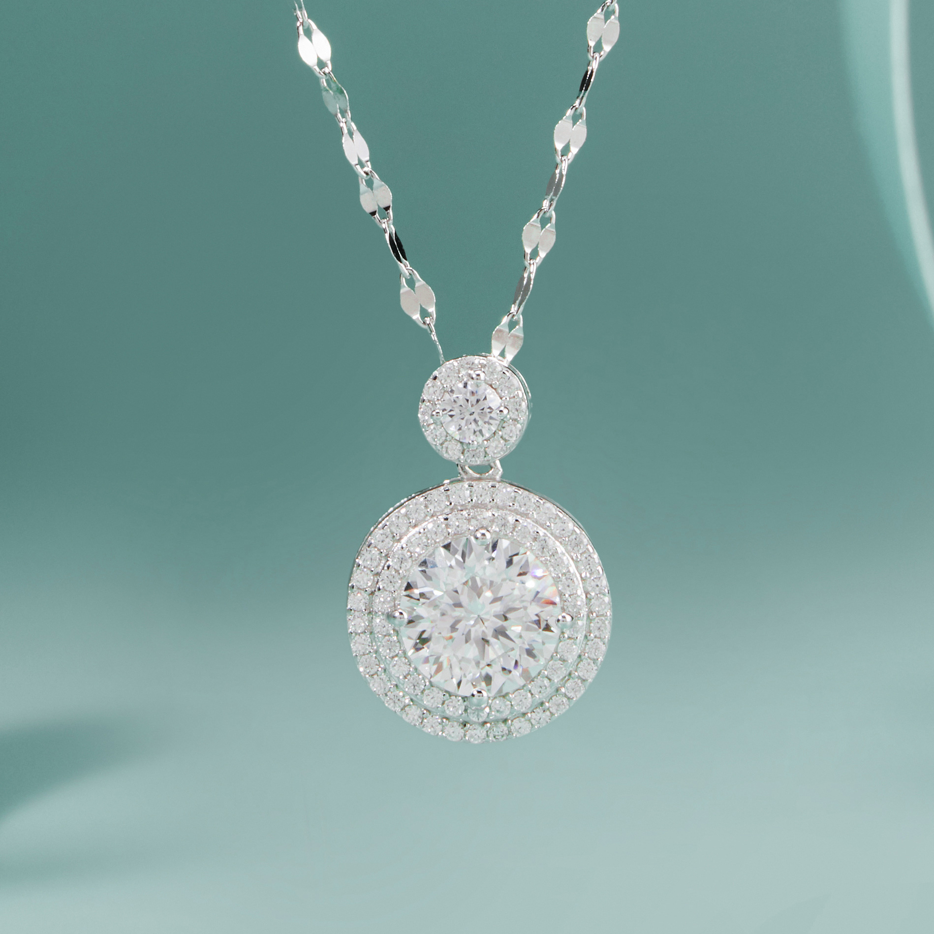 2克拉纯白莫桑石项链925银钻石吊坠热销节日礼物-阿里巴巴