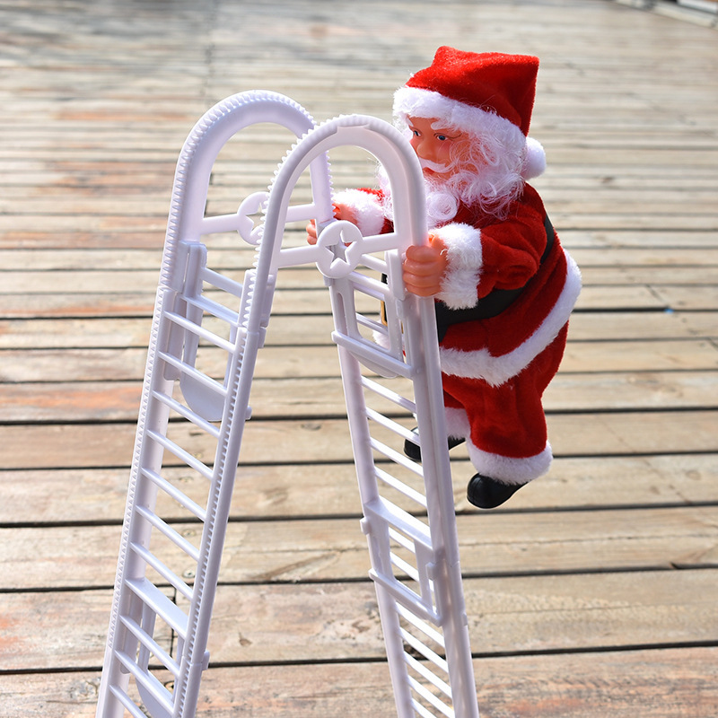 Electric Santa Claus Climbing Beads Climbing Ladder Christmas Doll Music Old Man Christmas Gift Toys Rope Climbing Electric Old Man