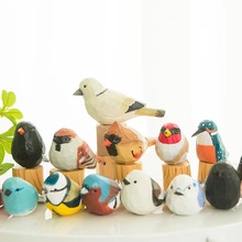 手工雕刻diy小鸟摆件木质工艺品居家办公室桌面摆件小动物装饰品