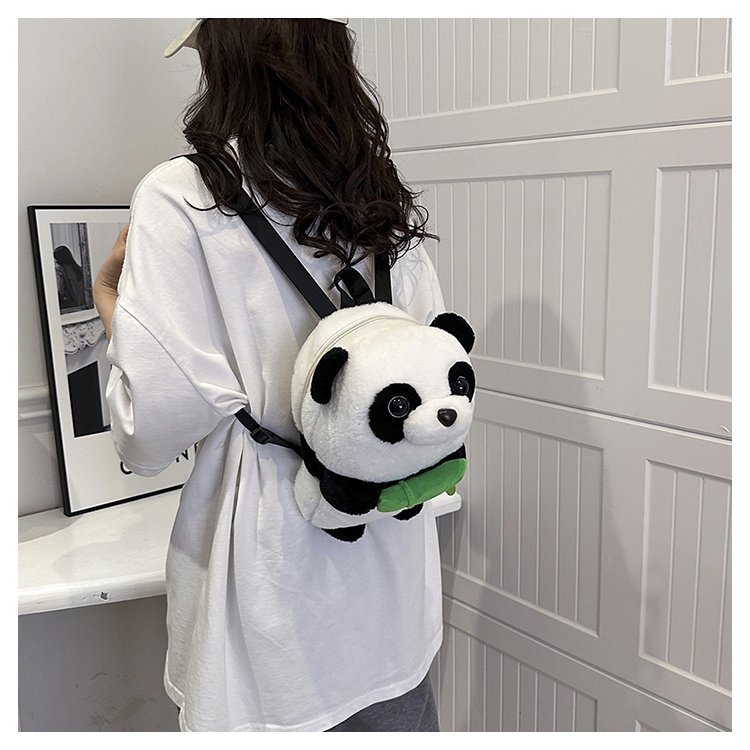 Cartoon Doll Cute Funny Three-Dimensional Plush Panda Backpack Bags Girl Kid's Small Schoolbag Travel Backpack