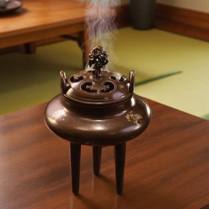 仿古宫廷风三足高脚盘香炉供佛线香炉家用新中式禅意熏香炉摆件
