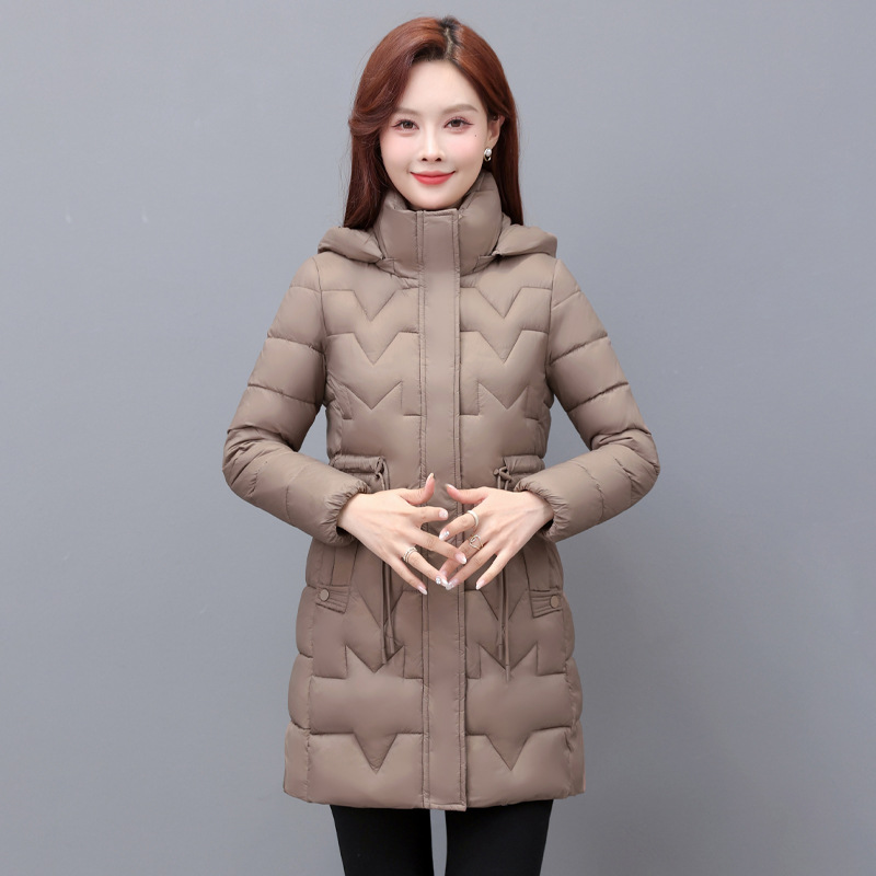 Parqian 2023 Autumn and Winter New Slim Fit Slimming and Fashionable Women's Warm Clothing Ladies Mid-Length Cotton Clothing