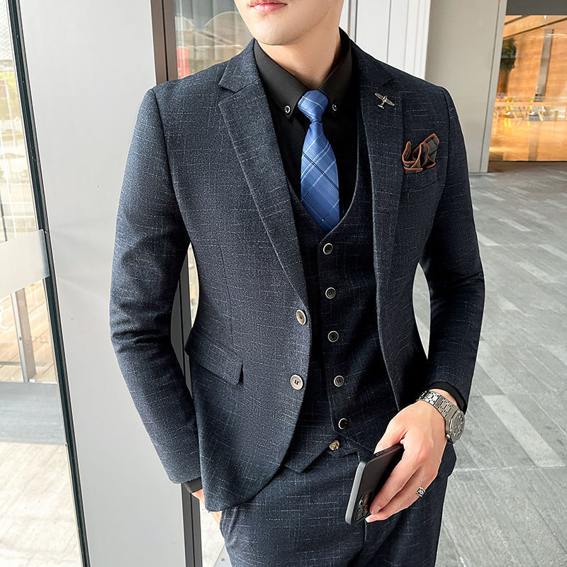 男士潮流绅士休闲商务正装结婚新郎西服套装高级感帅气小西装外套
