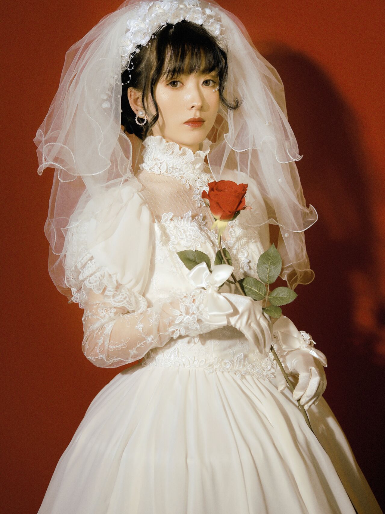 新款昭和少女时代写真服 复古画报80年代古董生日主题婚纱绶带服