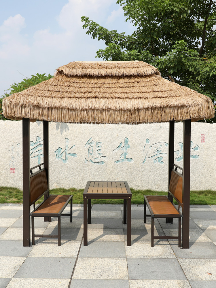 露台休闲茅草棚户外木屋凉亭茅草棚毛草农村农家户外室外花园