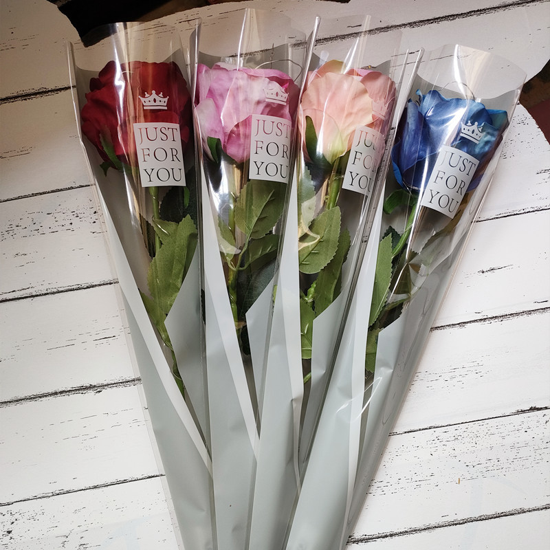 单支玫瑰花袋装教师节礼物单只鲜花包装opp袋绒布玫瑰干花花束