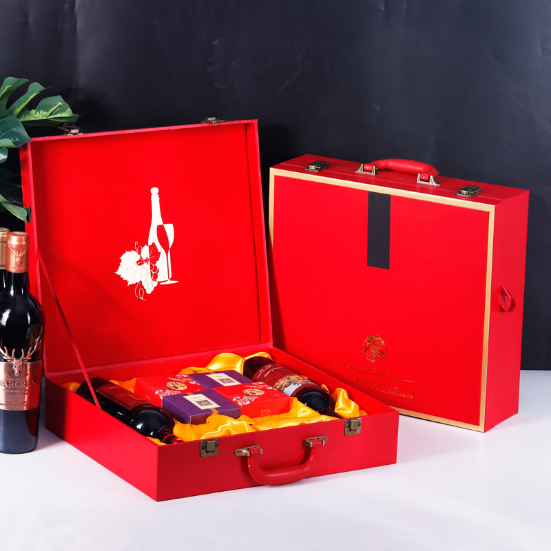 高档红酒礼盒红酒纸盒现货红酒包装盒葡萄酒礼盒红酒盒双支红酒袋