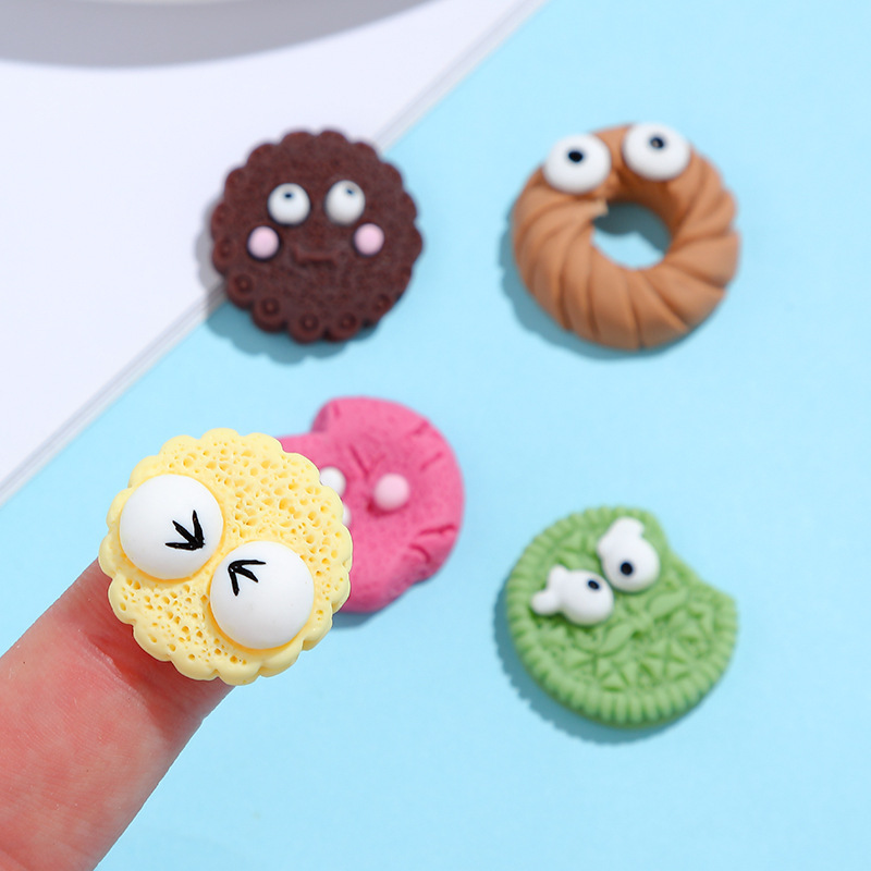 Cartoon Candy Toy Eyes Biscuit Cream Glue Phone Case DIY Material Package Handmade Hair Accessories Resin Accessories