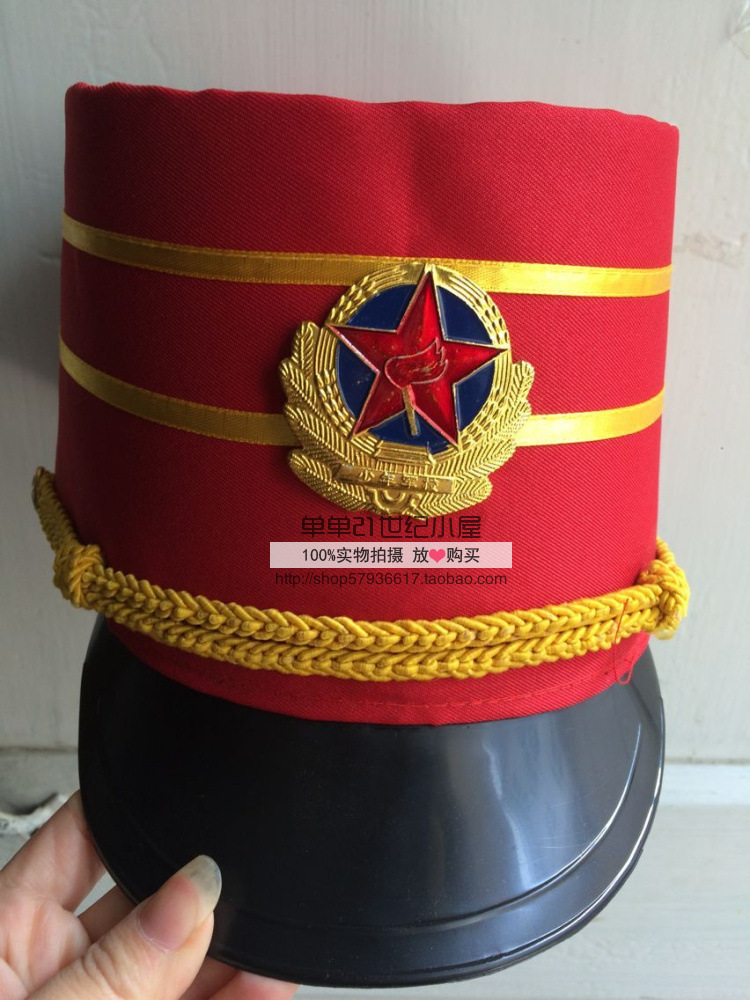 特价仪仗帽鼓号队帽子 仪仗队服高帽 高帽 表演帽 红色 乐队帽子