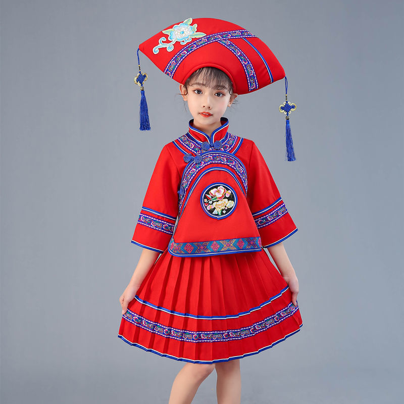 广西壮族三月三服装儿童苗族男女童演出服傣族葫芦丝彝族侗族黎族
