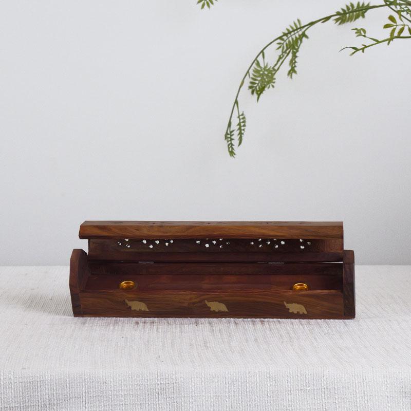 酸枝木卧香盒家用室内线香底座香插檀木质沉香熏香炉檀香炉线香盒