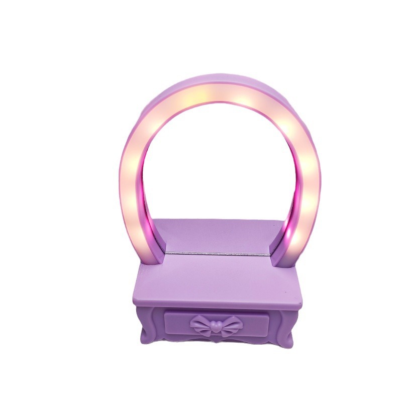 Sweet Lady Play House Dressing Table Light-Emitting Toys Children's Handmade DIY Main Desktop with Light Cosmetic Mirror