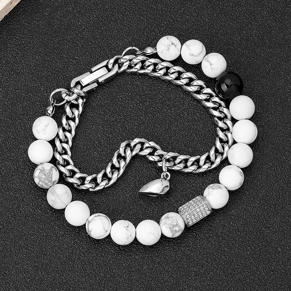 情侣款手链 怦然心动情侣手链一对设计 ins高级感新款黑白珠 手链