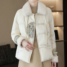 新中式国风羽绒服女冬季新款民族风皮草短款时尚鸭绒外套