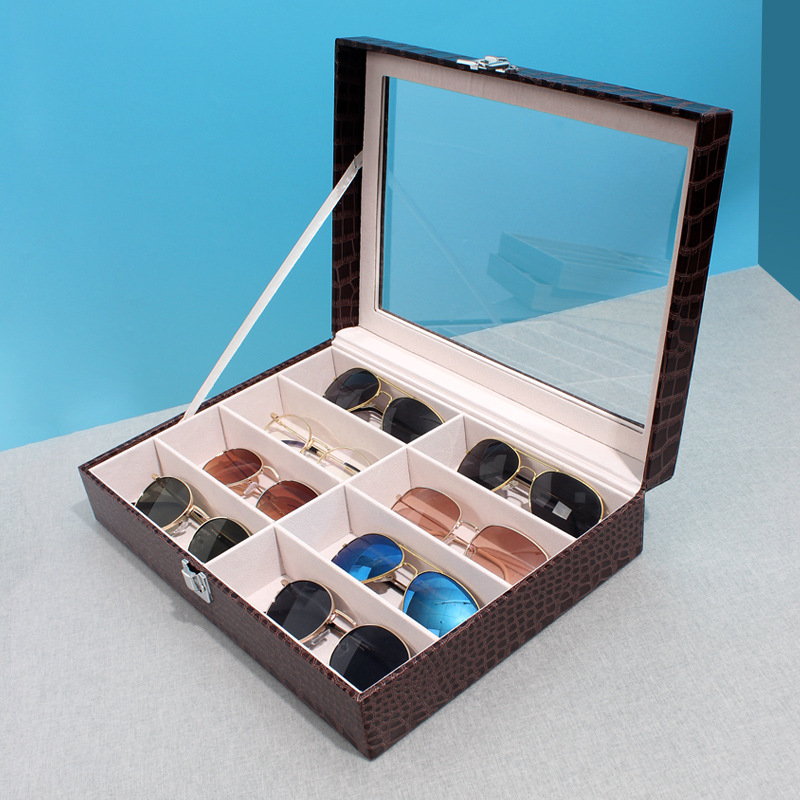 New Eight-Bit High-End PU Leather Glasses Box Sunglasses Sunglasses Myopia Glasses Storage Box Display Box Wholesale