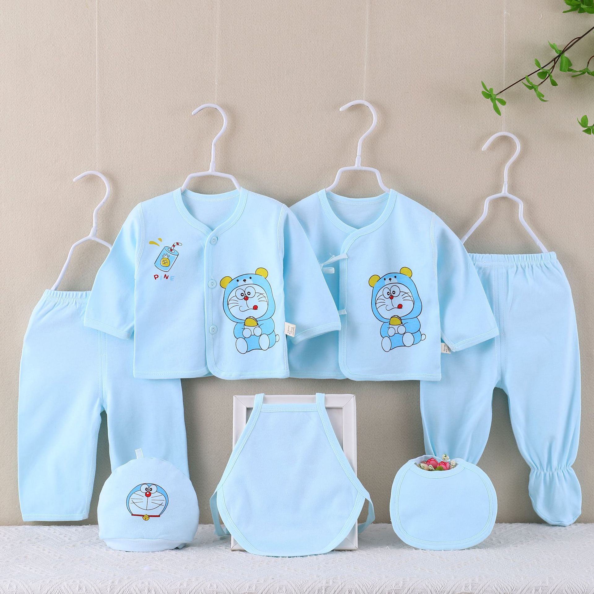 Newborn Boneless Seven-Piece Baby Suit Cotton Clothes Spring and Autumn Supplies Newborn One Month Old Four Seasons Baby Suit