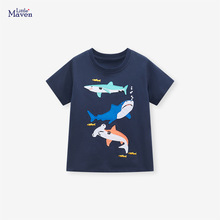 Little maven跨境夏款纯棉儿童T恤 欧美卡通男童上衣 儿童短袖T恤