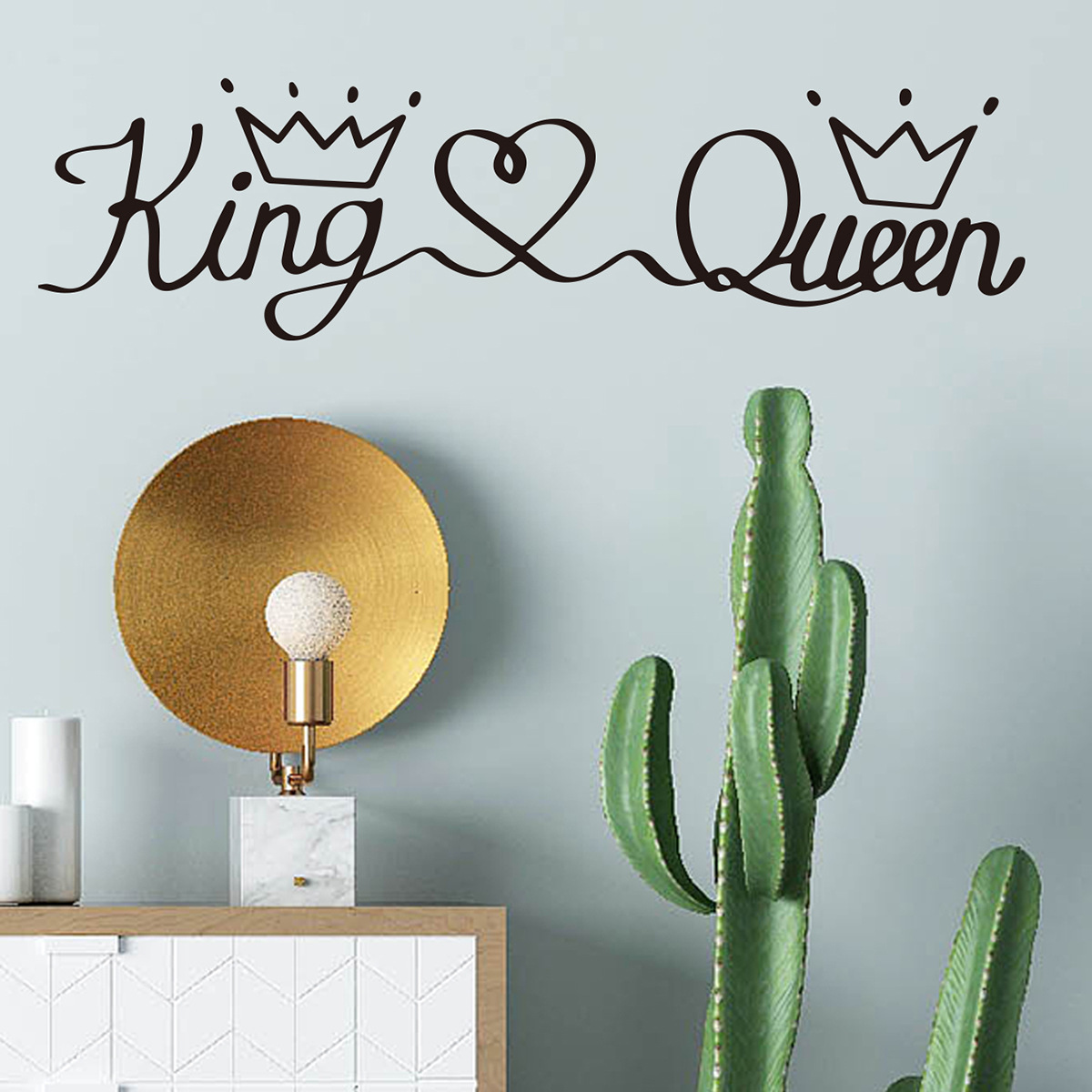 yy596英文king queen爱心墙贴客厅卧室背景墙家居装饰贴画