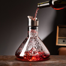 水晶瀑布红酒醒酒器家用高档冰山快速分酒器扎壶瓶玻璃红酒杯套装