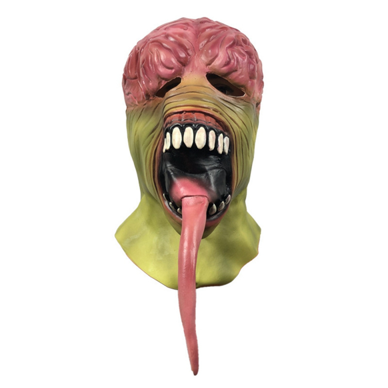 长舌怪物恐怖头套面具化妆舞会恶魔乳胶头饰万圣节日派对恶搞道具