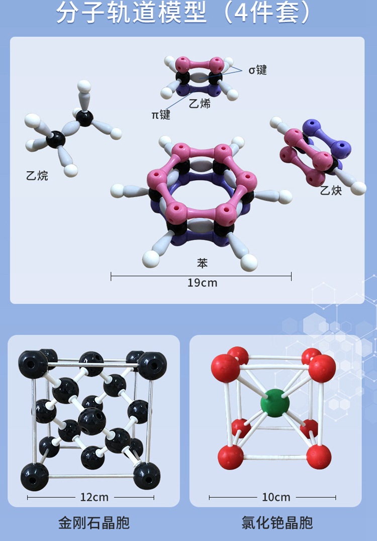 1006有机分子晶体结构模型(2盒装)化学送18片电子云插片