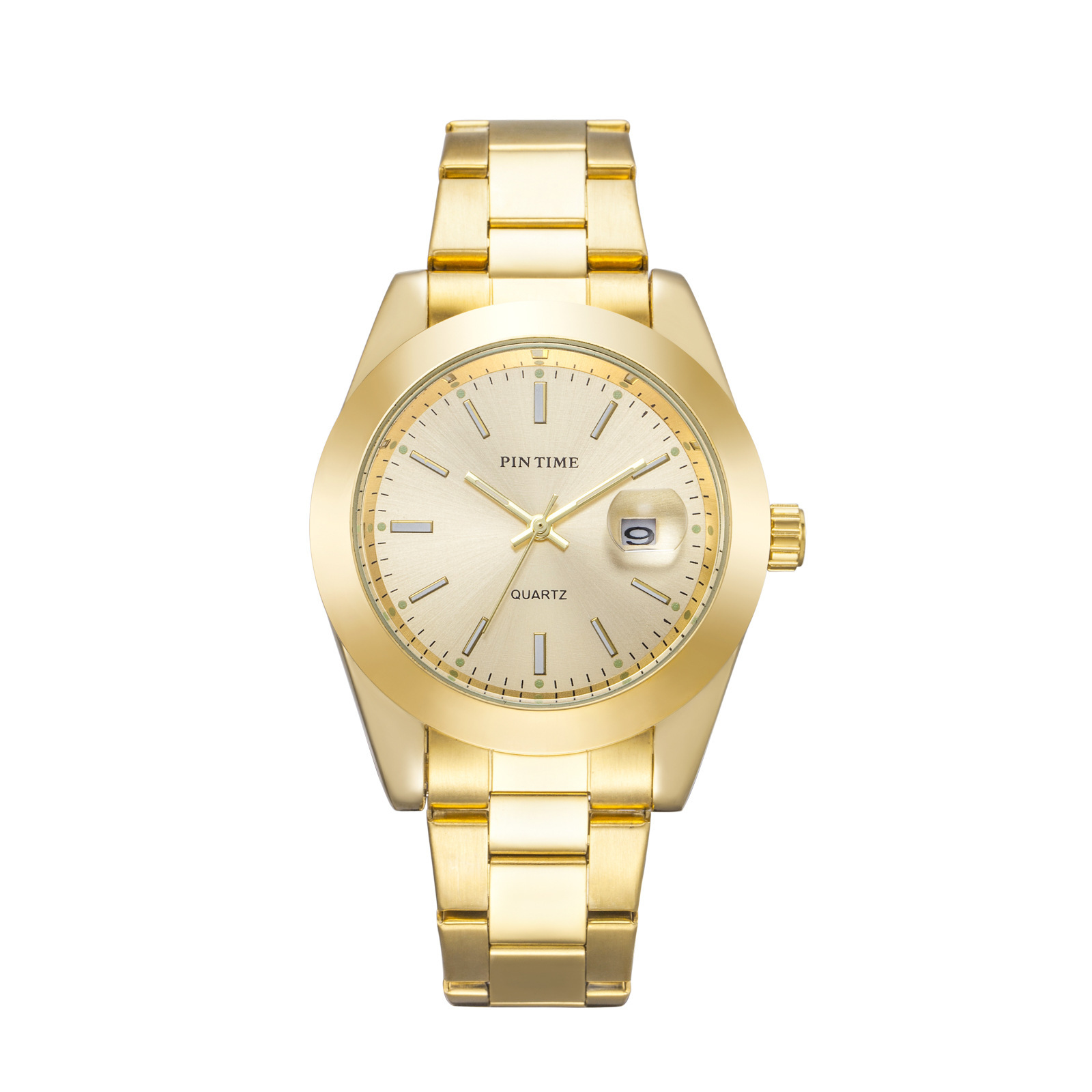 跨境欧美外贸手表热卖商务休闲钢带男表亚马货源金表