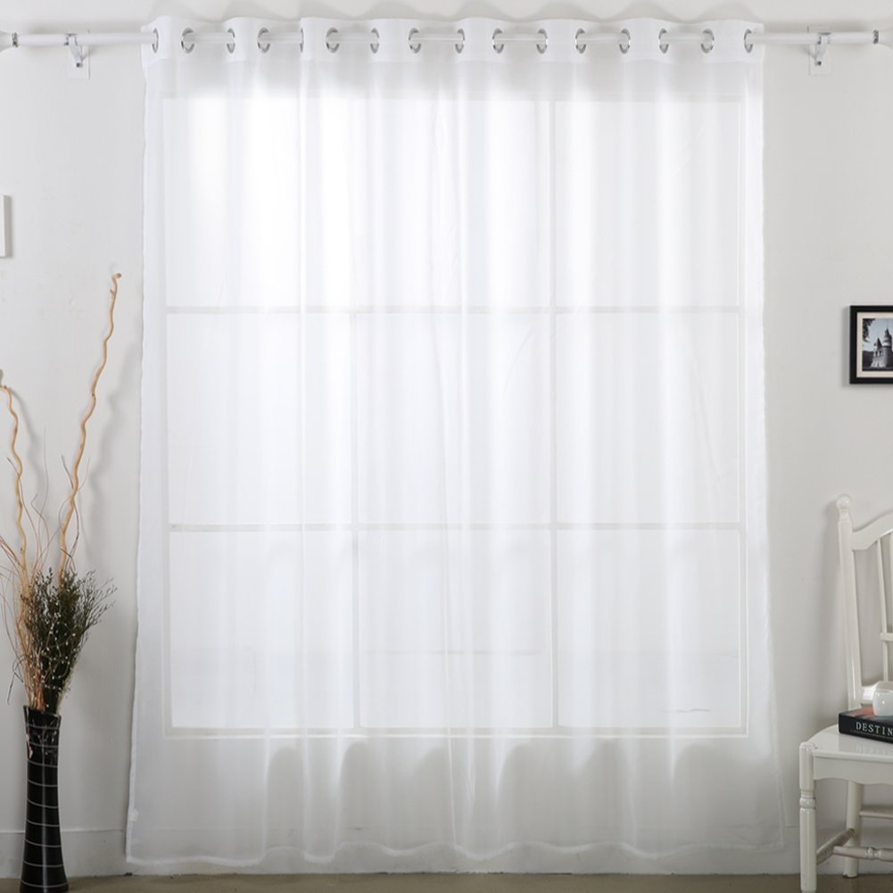 Simple Solid Color Chiffon Window Screen Curtain Mesh Curtains Perforated Transparent Hotel Bedroom Curtain [Thermal Transfer Material]]