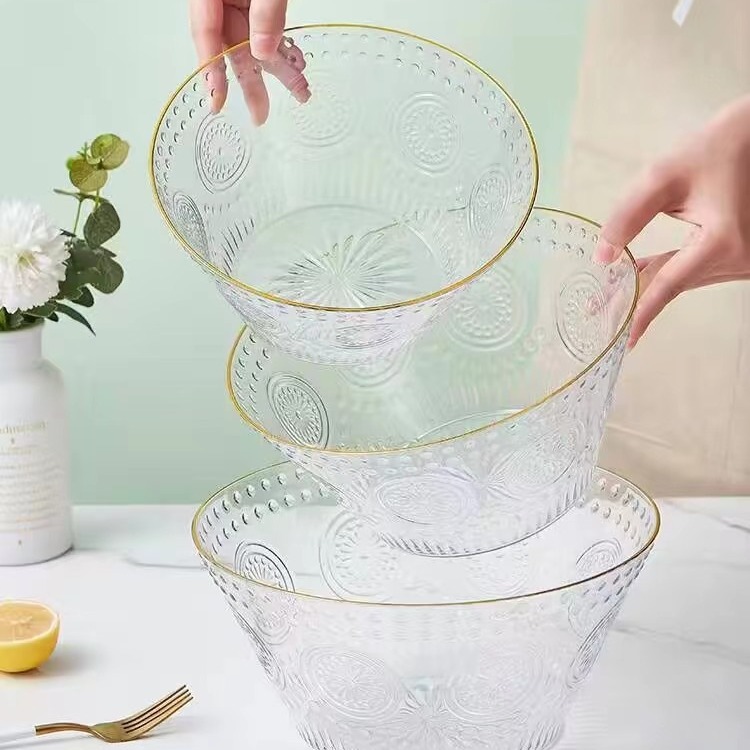 Ins Pyrex Bowl Salad Bowl Household Transparent Fruit Bowl