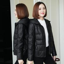 2023新款海宁pu皮加厚棉服女短款皮衣仿绵羊皮连帽夹克皮草外套