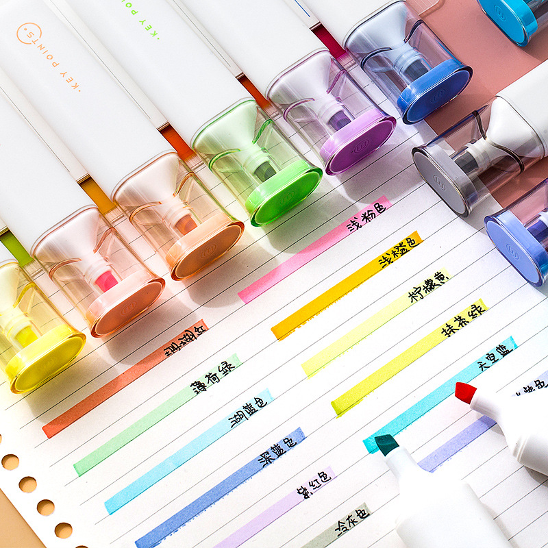 集物社超软头荧光笔学生用彩色记重点笔淡色系画划做笔记日系标记