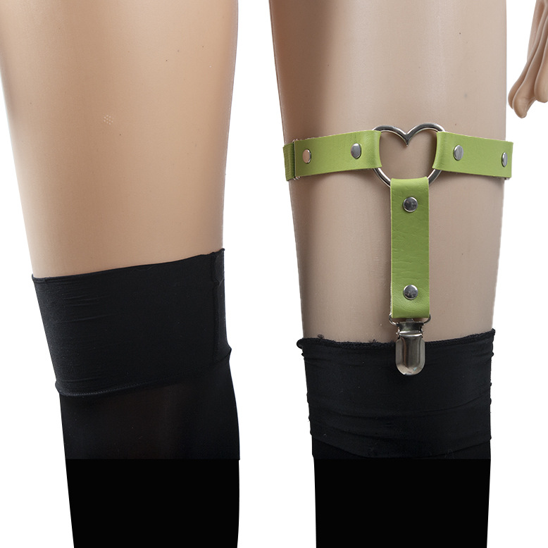 吊袜带朋克街舞腿环脚环欧美原宿哥特爱心形皮质简约腿圈跨境饰品